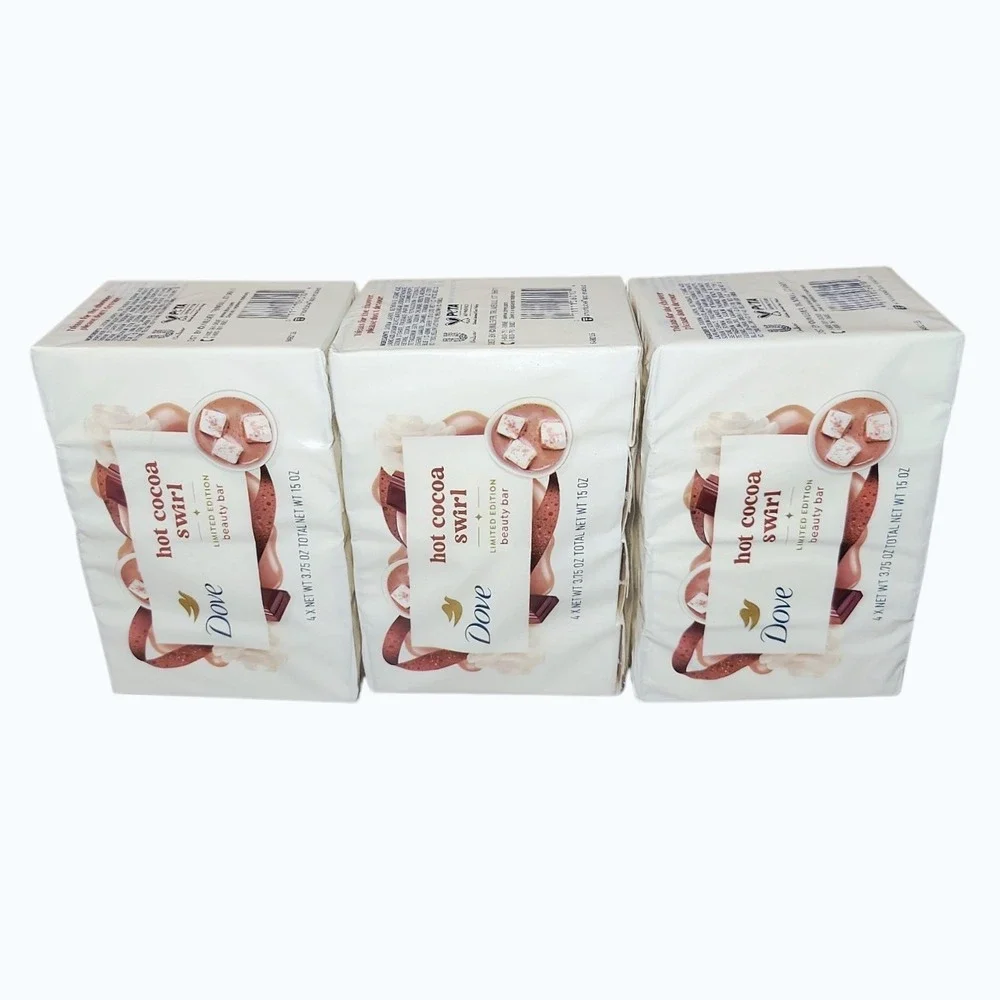 Dove Hot Cocoa Swirl Beauty Bar Limited Edition 3 Packs 12 Bars 3.75 oz NEW